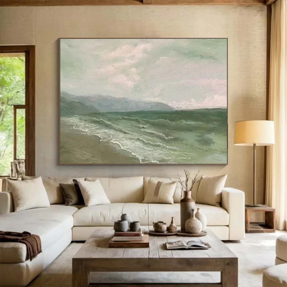 Painting Original Hand-painted Morning Tide Soft Abstract Canvas E6LKT